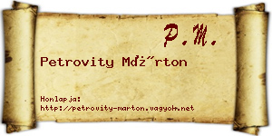 Petrovity Márton névjegykártya