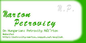 marton petrovity business card